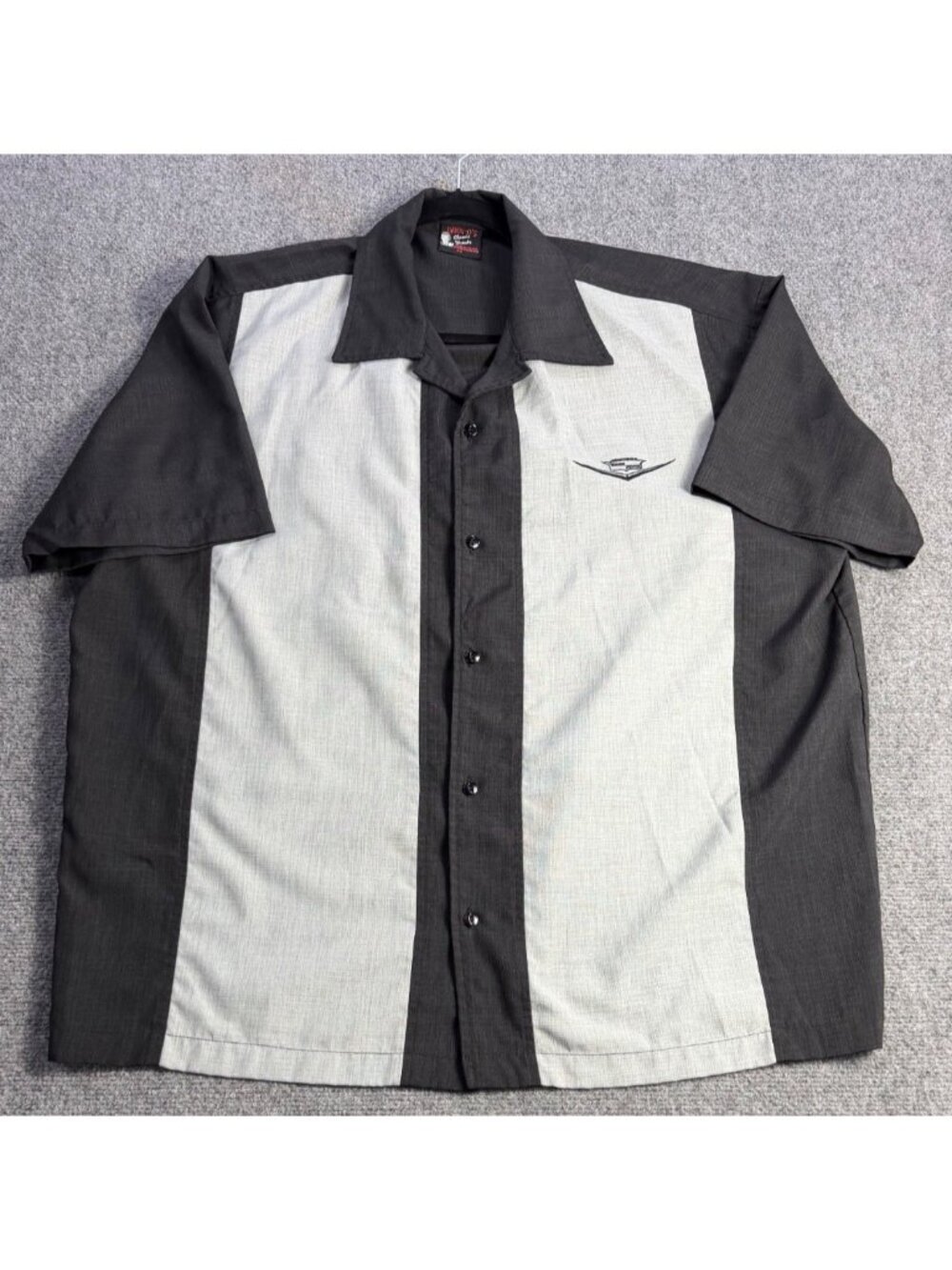 Sivle Mens 2X Black & Gray Button-Up Bowling Shirt With Embroidered Logo